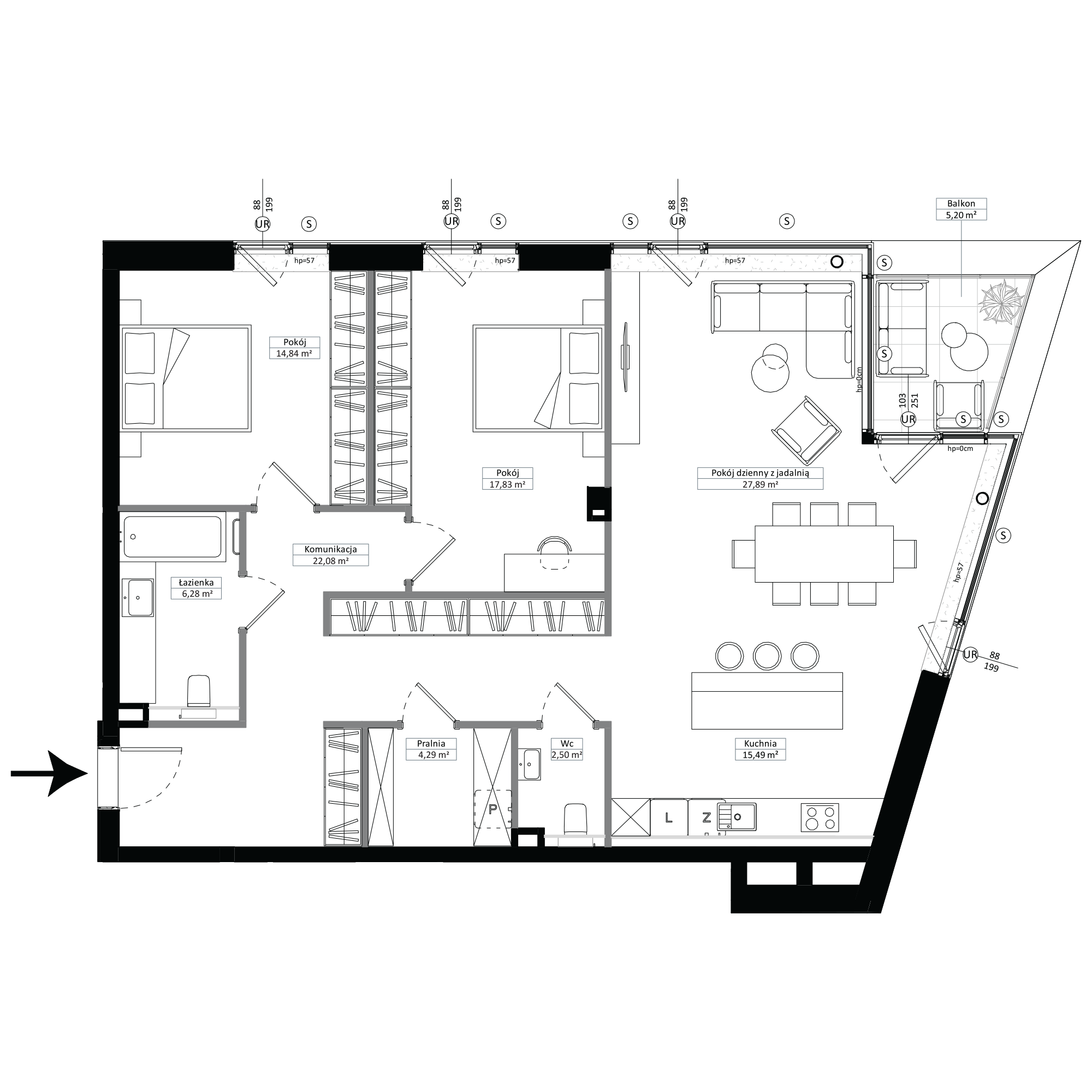 Pułaskiego 19 Poznań mieszkanie deweloperskie na 2 piętrze z 3 pokojami